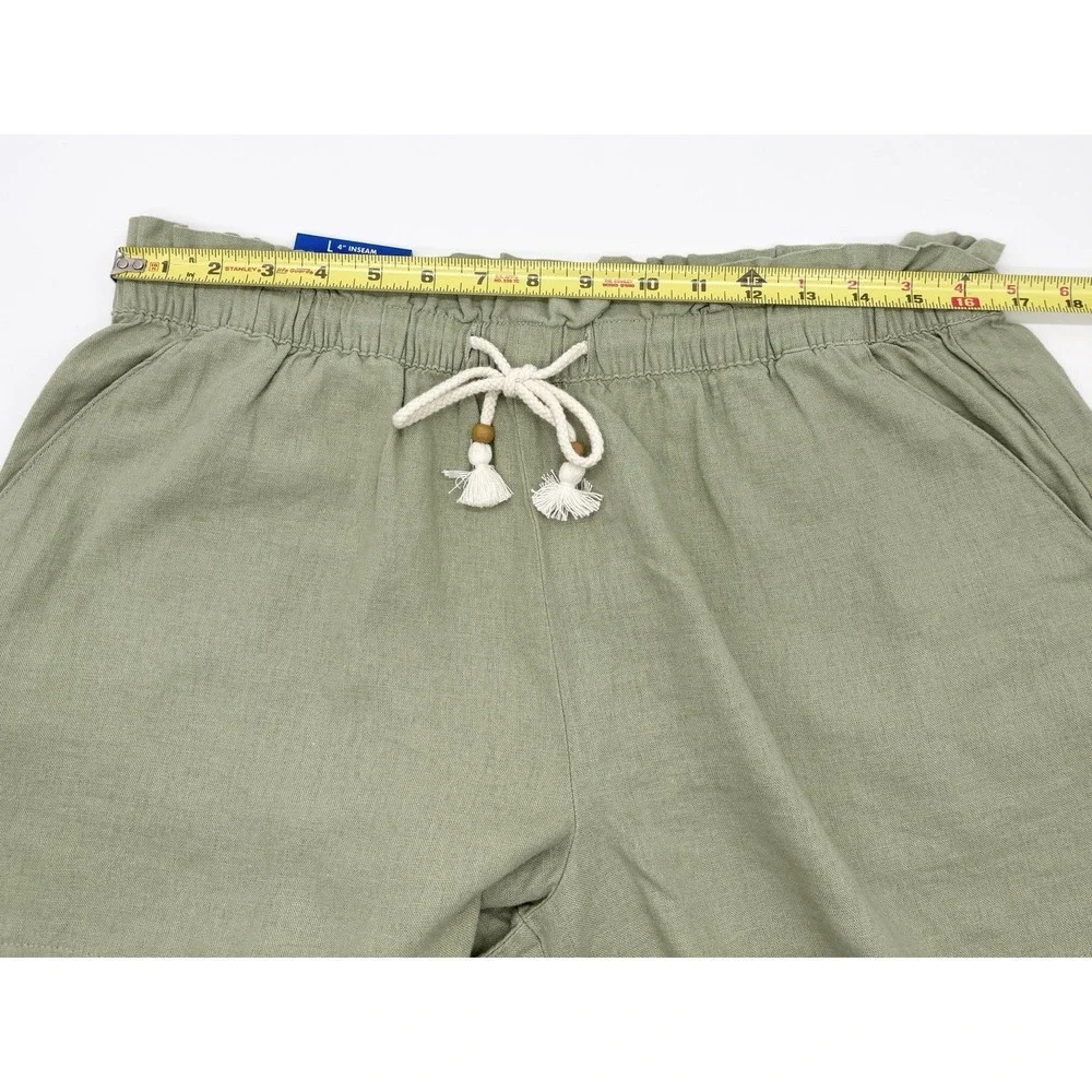 Hang Ten Women's Linen Blend Short, Green, Size L
